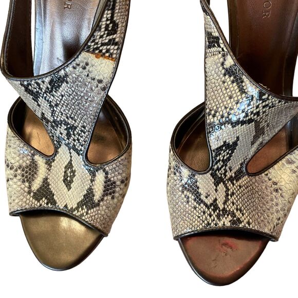 Ann Taylor Julia Python T-Strap Heels 8.5 Cream - Picture 5 of 13